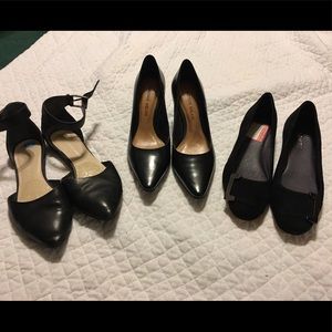 3pr of shoes. Black, all size 6.5.